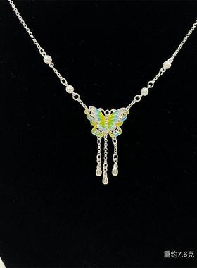 99纯银蝴蝶项链女轻奢新中式