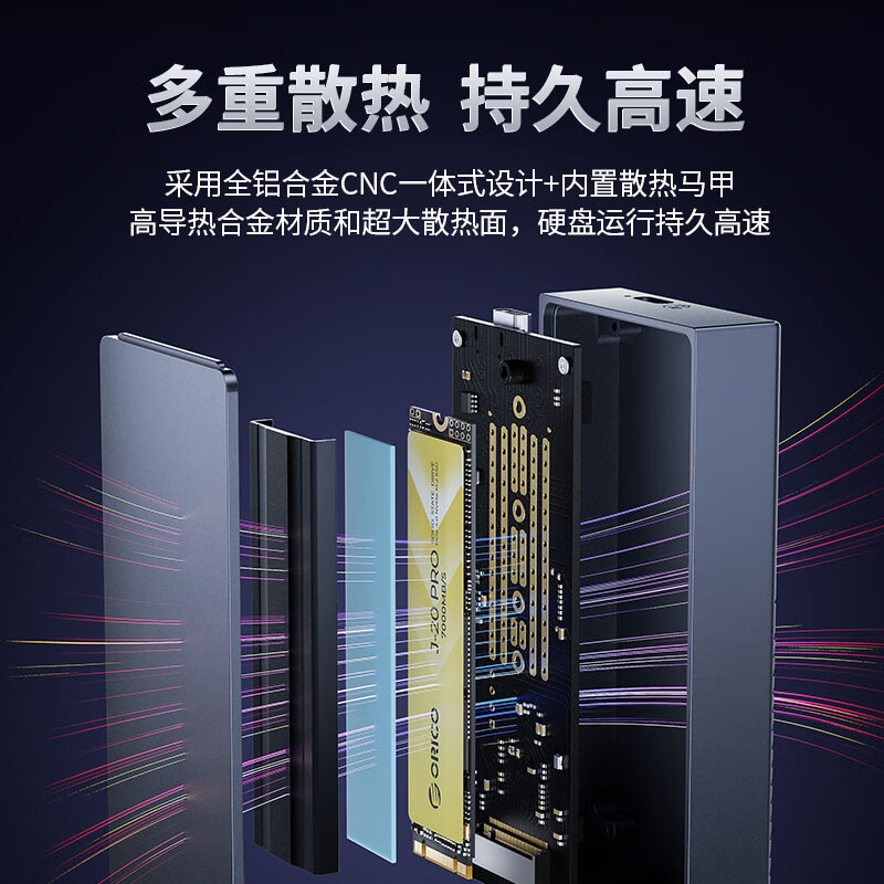 ORICO/奥睿科USB4硬盘盒子m.2ssd固态nvme改移动转usb兼容雷电3/4 - 图2