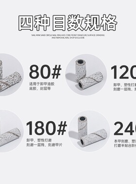 美甲打磨砂圈卸甲不锈钢轴心刻磨本甲建构打磨头替换耐磨工具砂圈