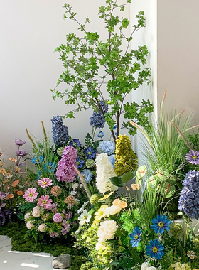 【仿真花造景橱窗摆件】室内户外