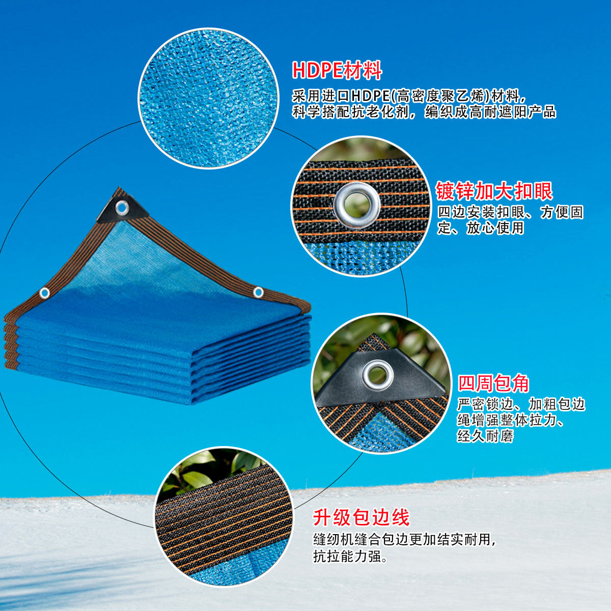 蓝色遮阳网加密加厚防晒网遮阴网泳池庭院楼顶阳台多肉隔热遮光网 蓝色遮阳网加密加厚防晒网遮阴网泳池庭院楼顶阳台多肉隔热遮光网