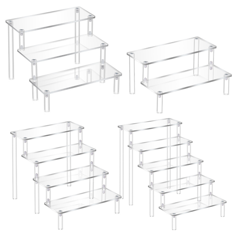 亚克力展示架阶梯式置物架透明手办盲盒香水首饰直播梯形陈列架 - 图1