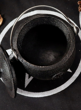 【现货】五芒星 三月女神  铸铁锅大釜女巫锅 燃烧草药锅用品摆件