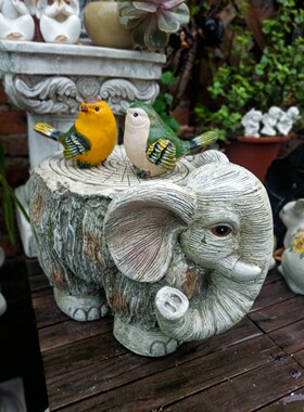 花架动物摆设个性花摆件复古做旧幼儿园阳台民宿布景户外凳子装饰