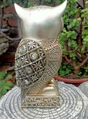 猫头鹰高档样品房玄关酒柜布景商店花园艺摆设东南亚外贸动物露台