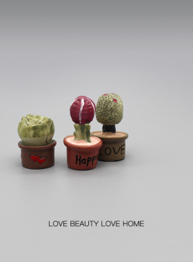 好无聊！摆几只微型盆栽解压治愈电脑桌面日式工位办公桌摆件装饰