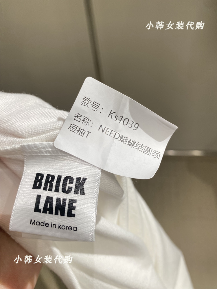 韩国BRICK LANE女装进口代购2024春季立体蝴蝶结字母宽松短袖T恤 - 图3