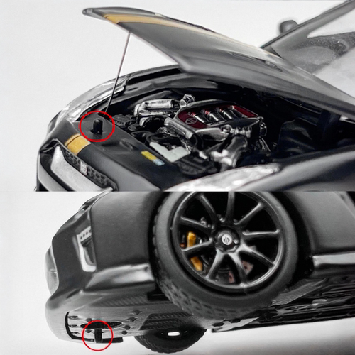 MH 1:64 NISSAN 日产GTR R35 黑色碳顶 机盖可开合金收藏汽车模型 - 图2