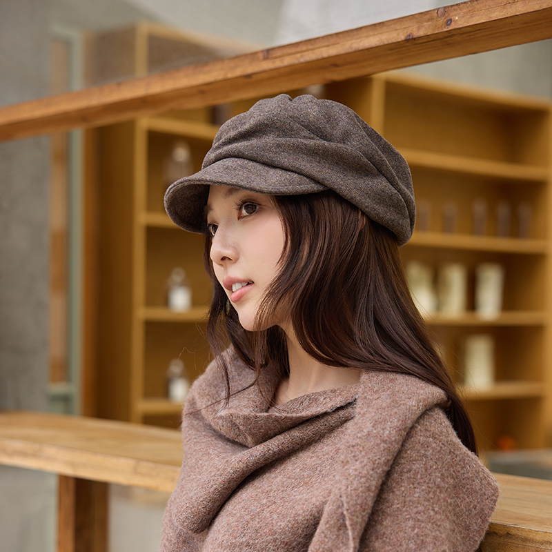 新款秋冬文艺日系慵懒山本风堆堆堆鸭舌帽复古小众设计八角贝雷帽 - 图0
