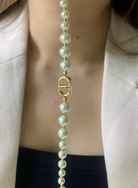 人造施家珍珠手链女 欧美字母猪鼻子项链轻奢小众精致高级感手串