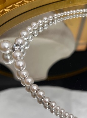 施家珍珠戴妃吊坠珍珠项链女 正圆极光小米珠渐变微笑链优雅灵动