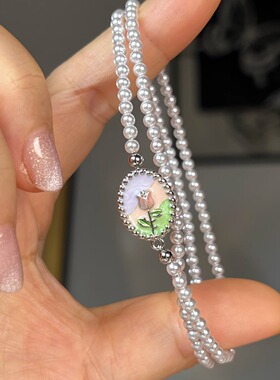 曼塔玫瑰小米珠项链女 施家水晶珍珠锁骨链时尚轻奢小众高级叠戴