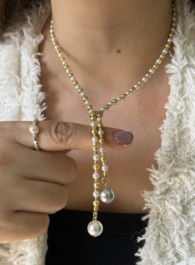 新款施家珍珠项链女 锁骨链显瘦百搭轻奢小众高级感串珠满天星