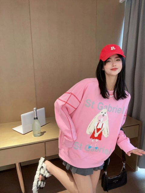 Thick terry cotton loose casual cotton sweatshirt cute cartoon