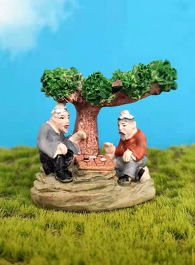 陶瓷下棋人物摆件室外假山配件