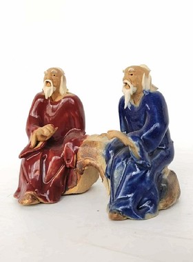 中式人物双人两个老头聊天