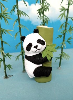 竹子大熊猫摆件仿真动物桌面摆放