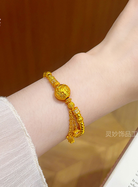 女沙金牡丹花星球流苏珠珠手链