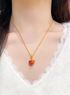 女沙金故宫系列烧蓝鎏彩葫芦项链