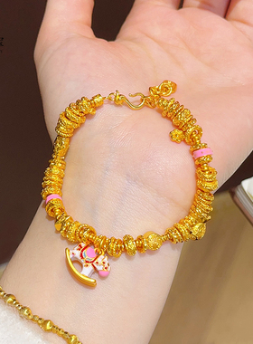 女沙金马上有钱盘缠手链马年红绳