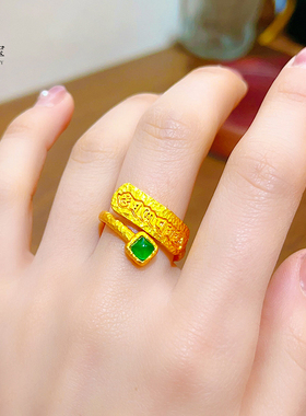 男女沙金999六字真言戒指戒指