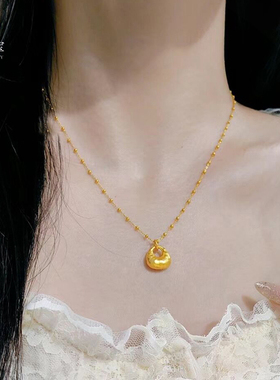女沙金锤纹小金坨坨锁包吊坠送礼