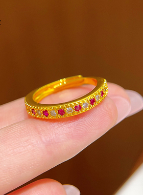 女沙金点钻华彩悦动可调节戒指