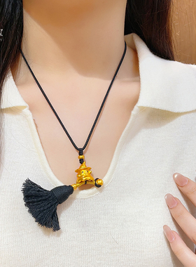 女沙金魔法小幽灵流苏扫把项链
