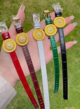 情侣沙金9999点钻玫瑰窗花手表