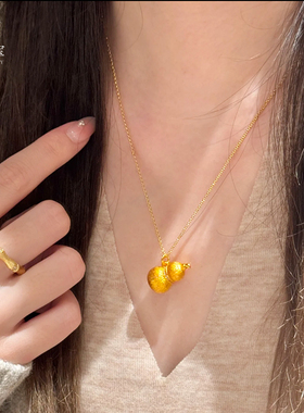 女沙金磨砂实心拉丝葫芦福禄吊坠