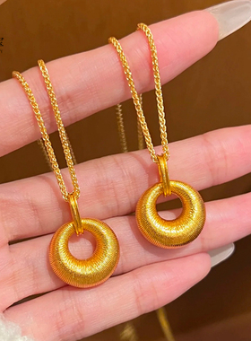 女沙金拉丝金坨坨吊坠项链百搭