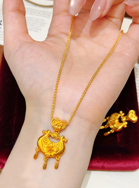 牵囍系列百合花如意锁包吊坠