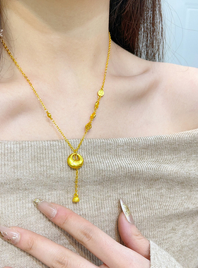 女沙金精致平安喜乐小福坨项链