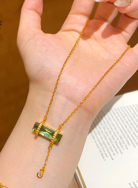 女天青色点钻小冰糖流苏吊坠项链