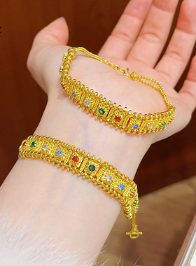 女沙金方形灼灼其华糖果色手链