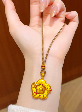 沙金五花kt凯蒂猫吊坠项链女送礼