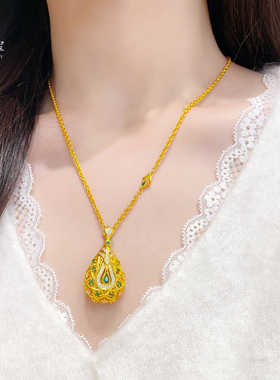 女沙金唐宫文化琵琶乐宴吊坠项链