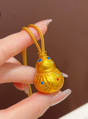 女沙金珐琅彩吉象葫芦吊坠项链