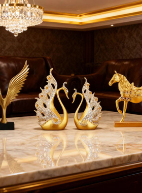 情侣天鹅摆件家居客厅酒柜装饰品