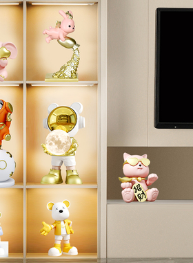 高档轻奢电视柜办公室客厅酒柜装饰品太空人家居玄关组合套装摆件