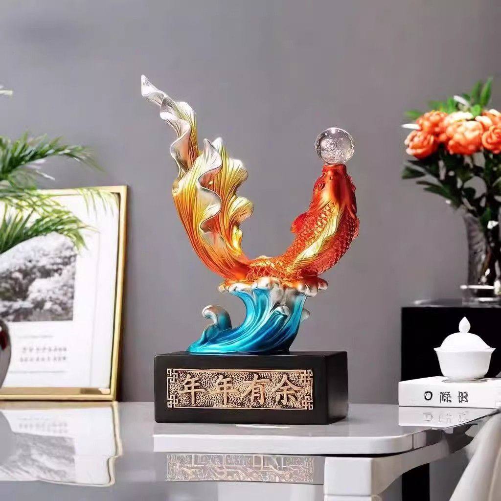 新年客厅酒柜招财装饰品摆件新中式家居玄关电视柜年年有余工艺品,淘宝优惠券,粉丝福利购,淘宝优惠卷