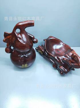 厂家葫芦木雕木质工艺福禄有余福葫芦摆件家居饰礼
