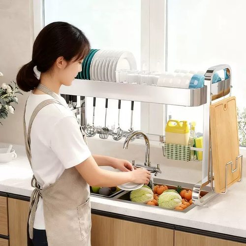 加厚不锈钢厨房水槽家用置物架碗碟收纳水池多功能放碗盘沥水碗架 - 图1