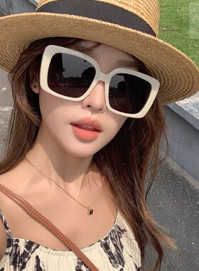 白色大方框太阳眼镜女遮阳欧美大脸显瘦开车抗UV偏光太阳镜网红款