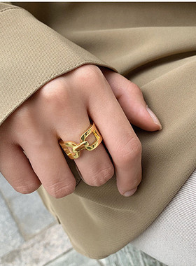 轻奢日韩风镀银百搭小众设计戒指