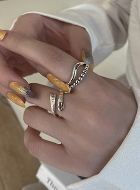 韩版简约复古戒指女创意十字做旧