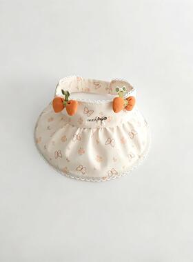 婴儿防晒帽子夏季薄款遮阳空顶帽女宝宝印花蝴蝶结公主外出太阳帽