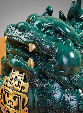 一对客厅装饰玄关铜貔貅摆件招财