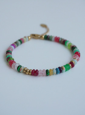 天然石波西米亚度假风彩虹色手链