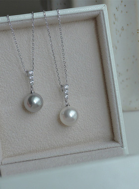 925银女经典单颗珍珠项链锁骨链